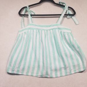Stoney Clover Lane X Target XS Tank Top Striped Tie Strap Linen Blend Coastal